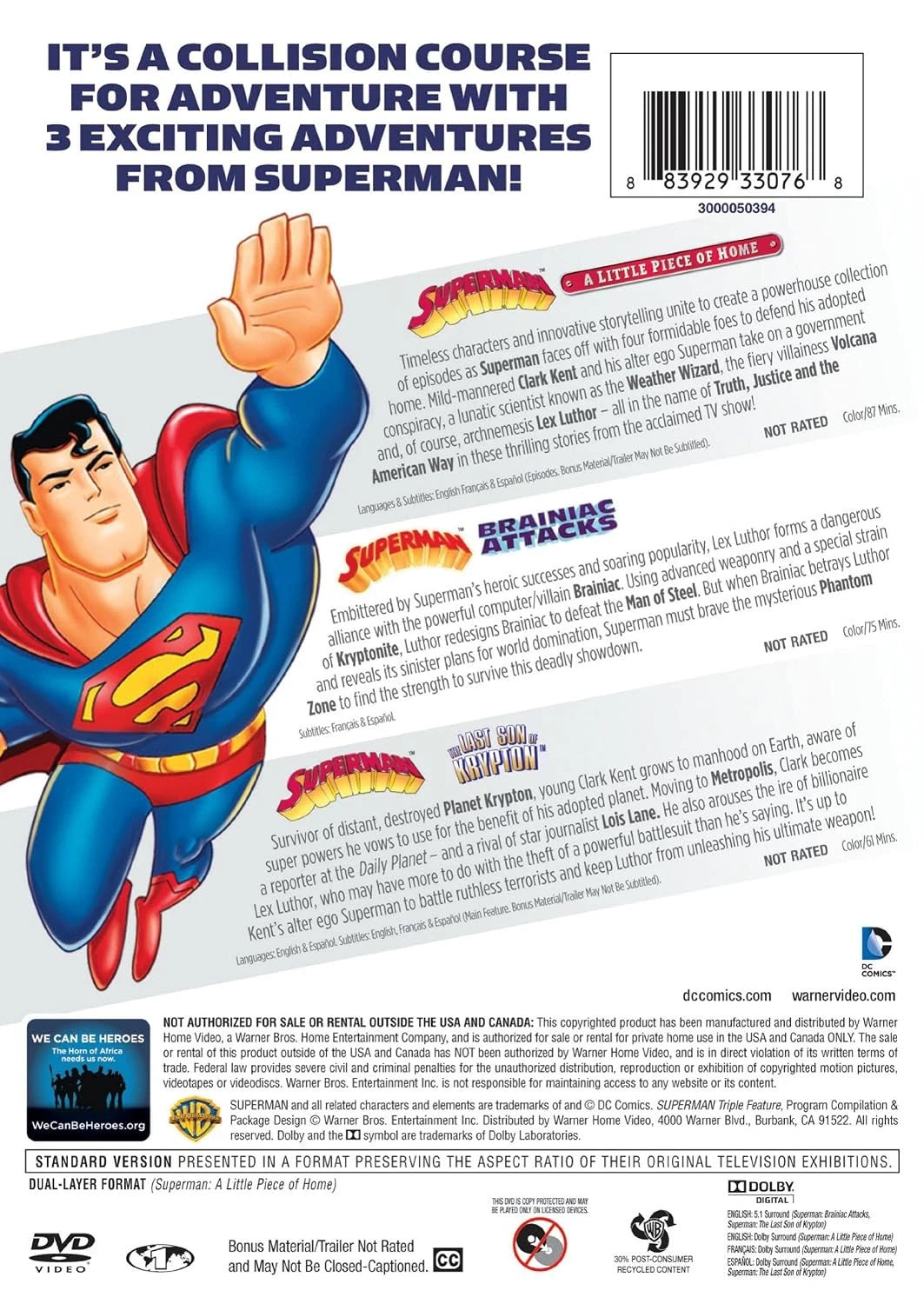 Superman Triple Feature: 3 DC Comics Premiere Movies (DVD) BRAND NEW!!! & SEALED