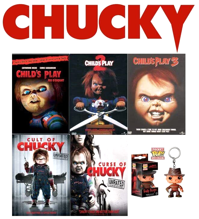 Ultimate Chucky Collection DVD + Bonus "Pocket Pop Key chain Freddy Krueger" NEW