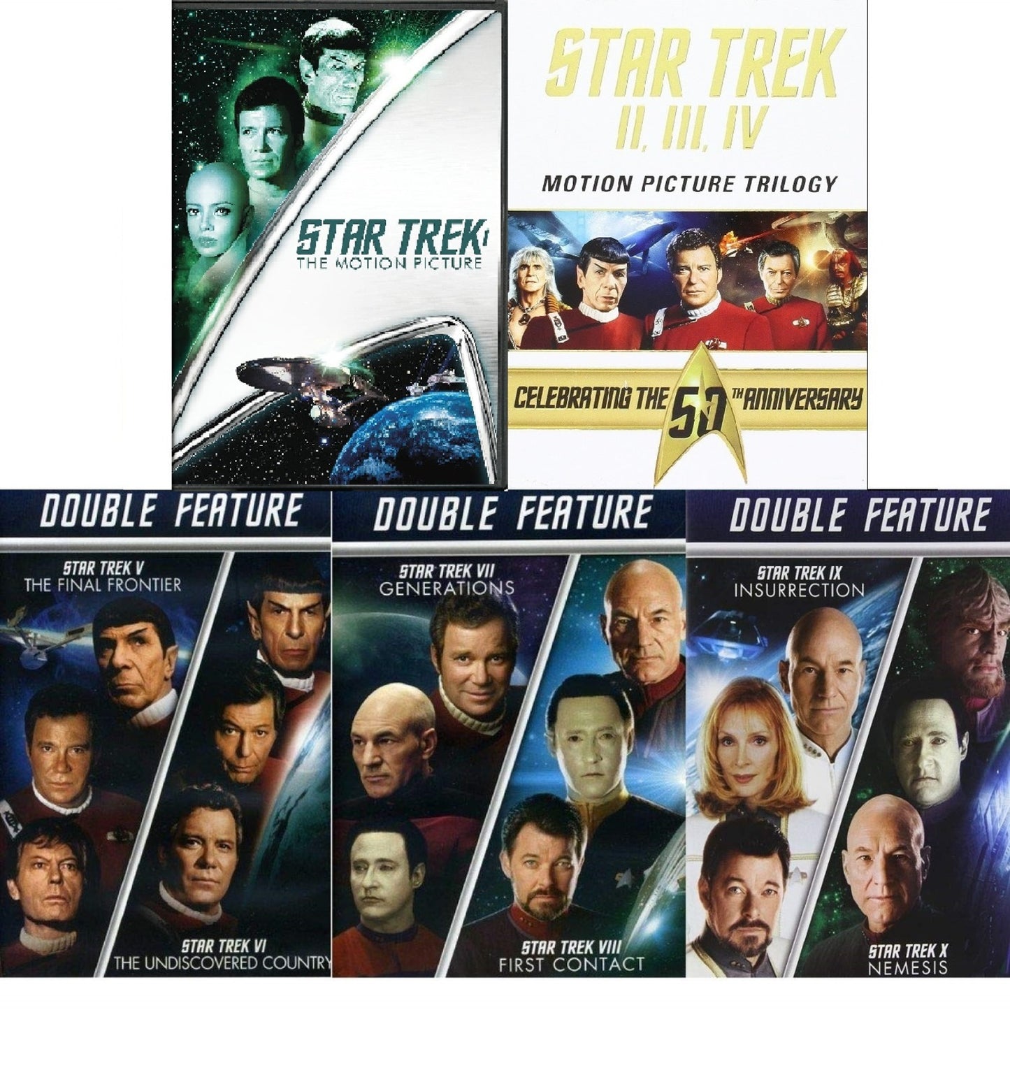 Star Trek 10 Movie DVD Collection: Motion Picture / Wrath of Khan / Search For Spock / Voyage Home / Final Frontier / Undiscovered Country / Generations / First Contact / Insurrection / Nemesis