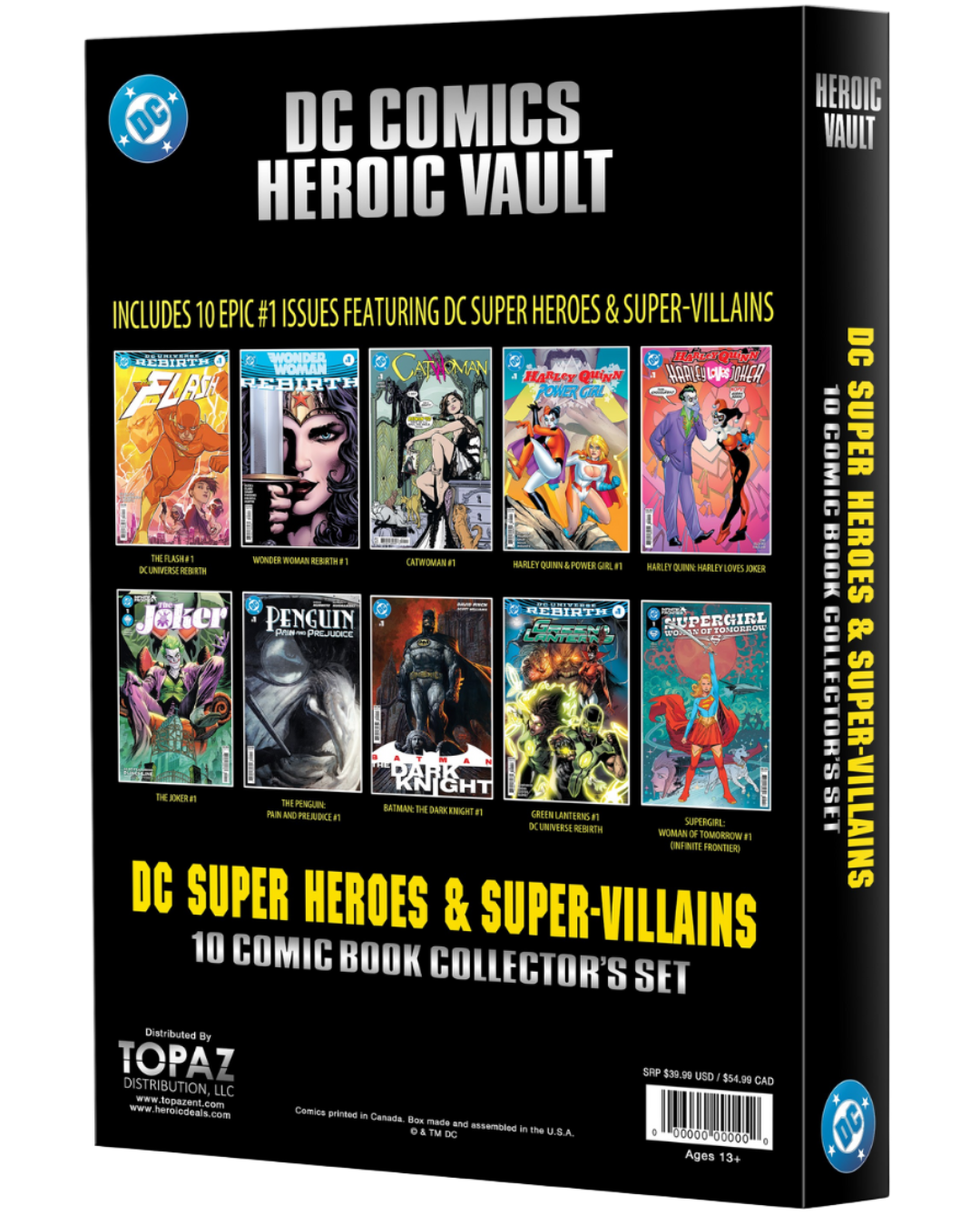 DC Comics Heroic Vault: Super Heroes & Super-Villains - 10 Comic Book Limited Edition Collector’s Set (All #1 Issues)