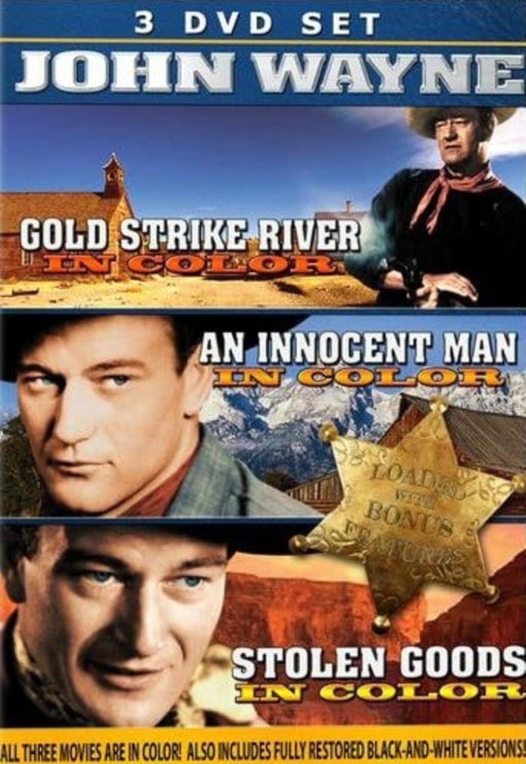 John Wayne in Color (Stolen Goods / Gold Strike River / An Innocent Man) (DVD)