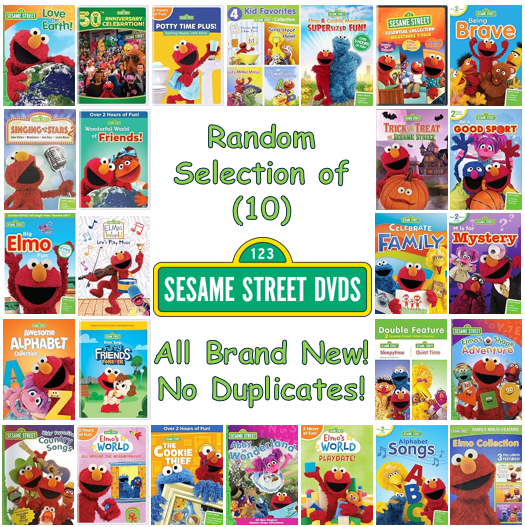 Sesame Street Educational DVDs for Kids, (10) Randomly Selected DVDs - NO DUPLICATES! Preschool Learning Videos, ABCs, Numbers & Colors