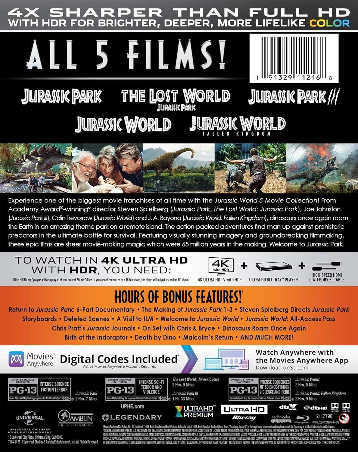 JURASSIC WORLD 5 MOVIE COLLECTION (4K ULTRA HD & BLURAY) BOX SET BRAND NEW