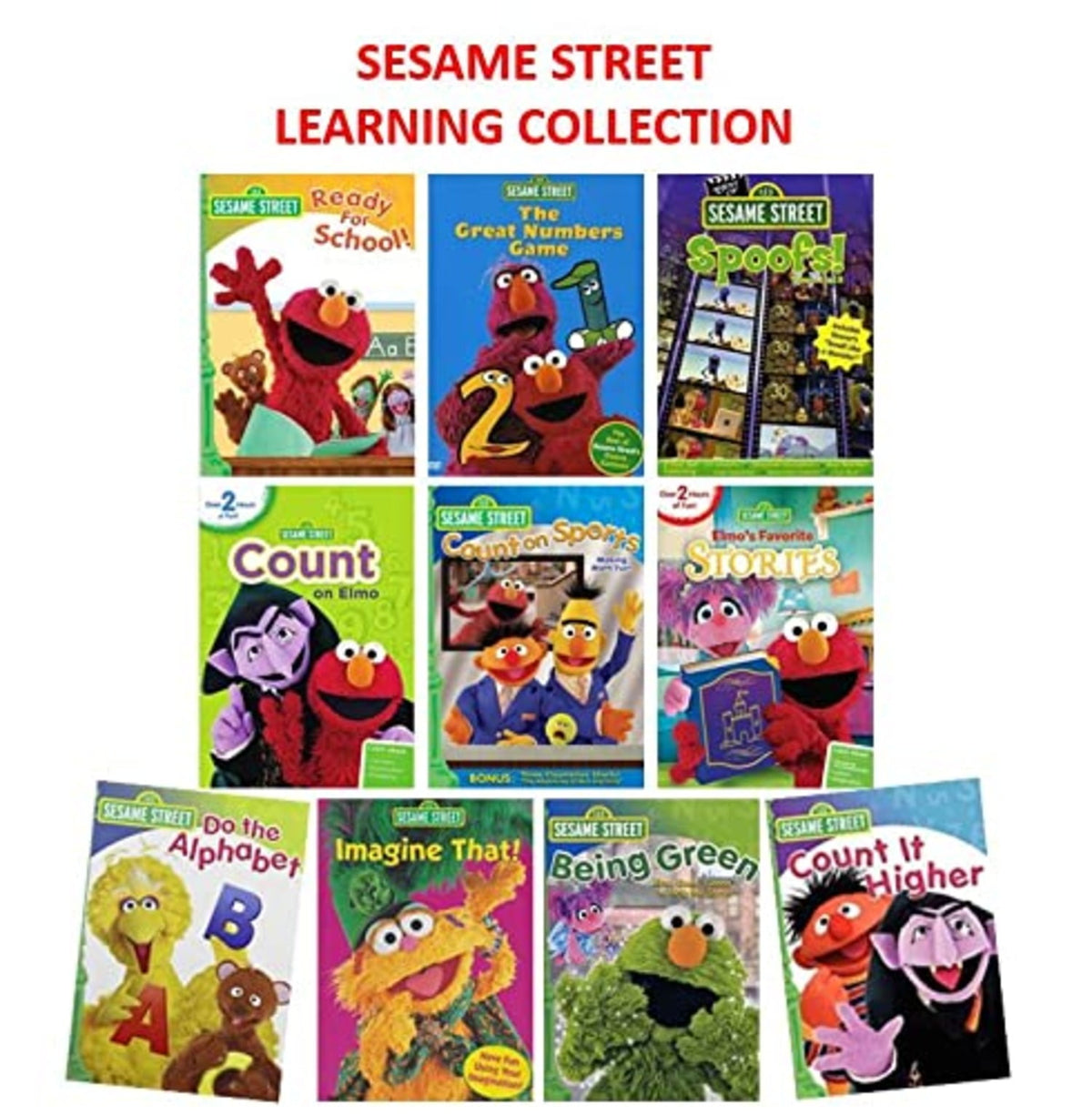 Ultimate Sesame Street Learn DVD Collection # 3: Ready for School/ Great Numbers Game/ Elmo's Favorite Stories/ Imagine Higher Count on Elmo + Book [DVD]