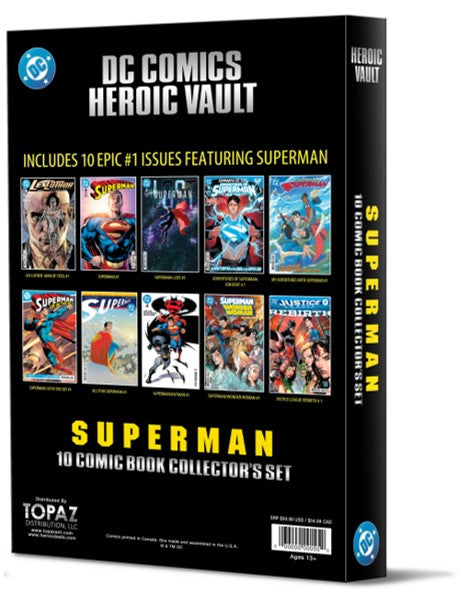 DC Comics Heroic Vault: Superman - 10 Comic Book Limited Edition Collector’s Set (All #1 Issues)