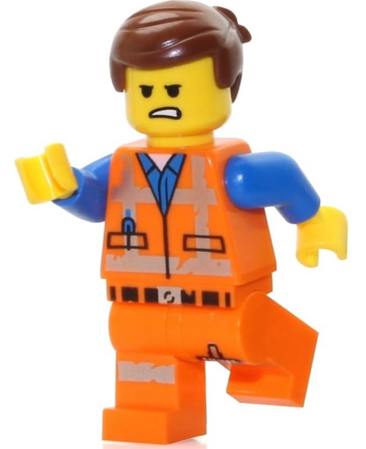LEGO MOVIE EMMET MINIFIG with Smile and Scared Look - New & Authentic!