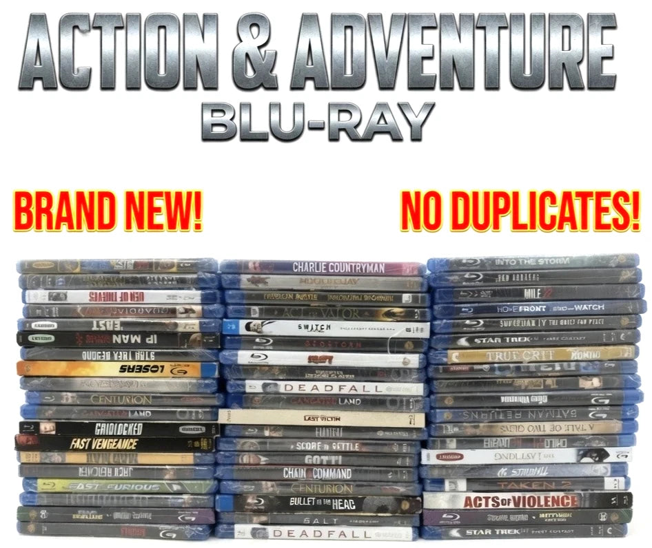 Random Action, Adventure, Sci-Fi, Fantasy, Crime & Thriller Blu-Ray Lot – 10, 25 or 50 Brand New Sealed Movies | No Duplicates