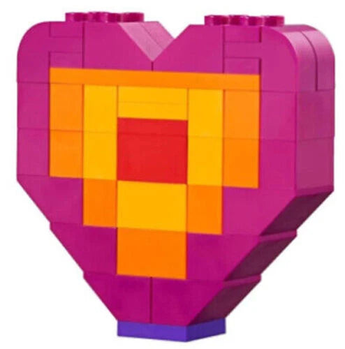 LEGO Heart 40pc Set - Pink with Orange Yellow Pixel Square - Complete Set & INFO