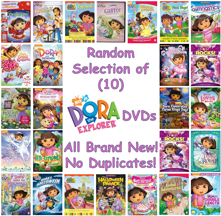 Dora the Explorer Educational DVDs for Kids - (10) Randomly Selected DVDs - NO DUPLICATES! Learn Spanish "BRAND NEW"