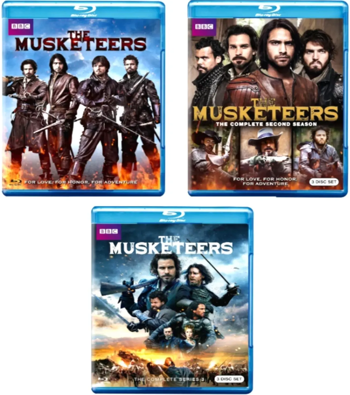 BBC THE Musketeers: The Complete Series 1-3 (BLU-RAY 9-DISC SET) BRAND NEW!!!