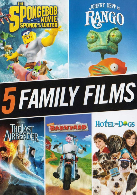 5 Family Films (Spongebob: Movie / Rango / Last Airbender...) DVD