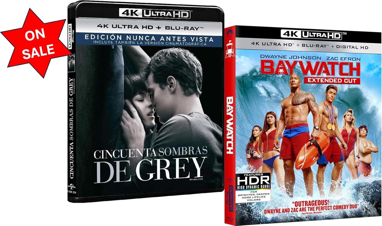 Fifty Shades of Grey & Baywatch [4K UHD + Blu-ray + Digital] BRAND NEW! REGION 1