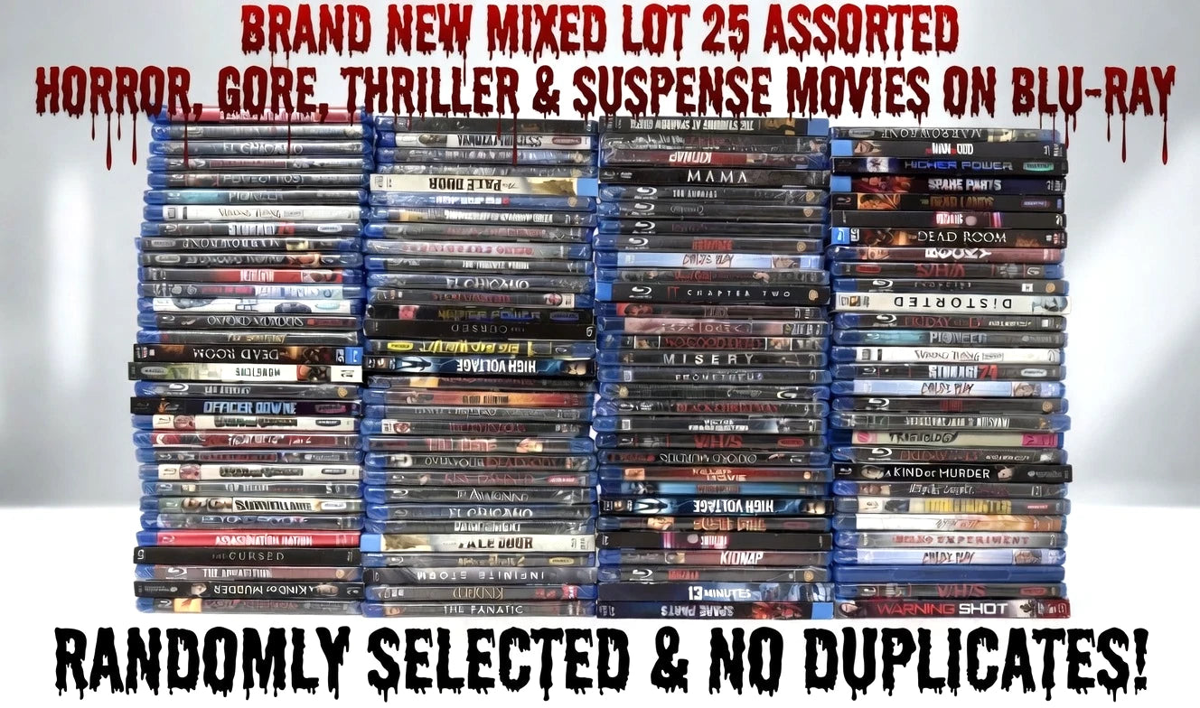 Mixed Lot of (25) Brand New Horror / Gore / Thriller Blu-ray Movies - Franchise & Boutique Titles