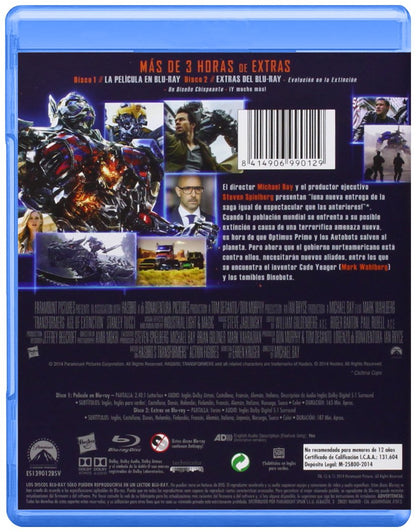 Transformers 4: Age Of Extinction (Blu-ray) Spanish Artwork New!