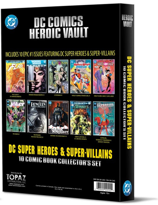 DC Comics Heroic Vault: Super Heroes & Super-Villains - 10 Comic Book Limited Edition Collector’s Set (All #1 Issues)