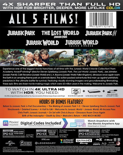 JURASSIC WORLD 5 MOVIE COLLECTION (4K ULTRA HD & BLURAY) BOX SET BRAND NEW